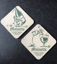2 coasters, LA MOINETTE coasters, Belgian beer. Brasserie Dupont.