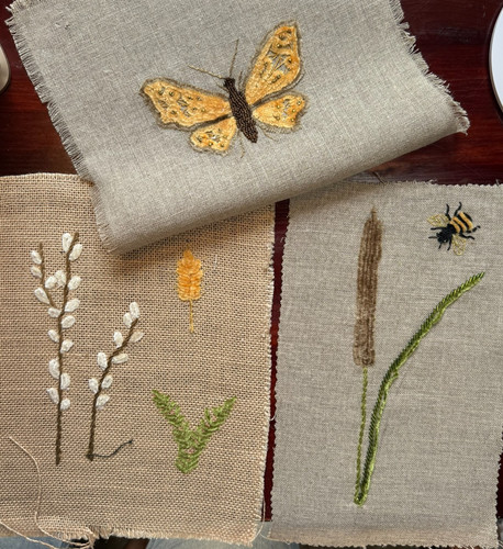 Textile broderie 3 - -, motifs