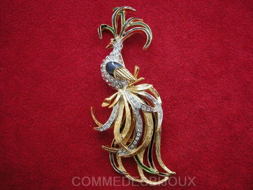 Broche vintage paon plumage - broche,