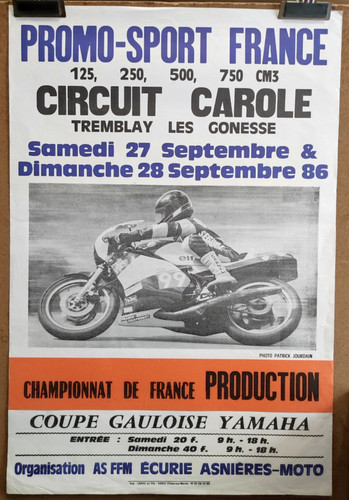 Affiche photo ancienne - , moto