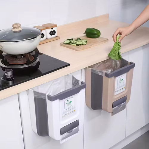 Poubelle cuisine pliable porte - poubelle,