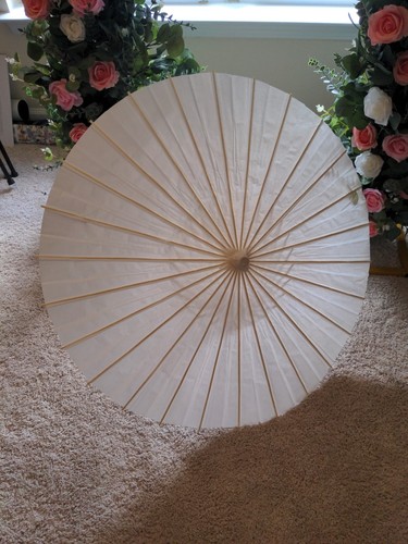 White parasols with - white,