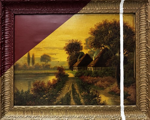 Peinture paysage encadrée - ,