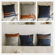 Denim Cuir Oreiller Jeté