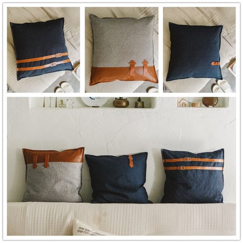 Denim cuir oreiller - denim,