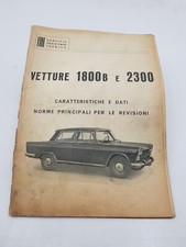 Manuel Atelier Fiat 1800 B Et 2300 Caractéristiques Données Normes pour Revisoni
