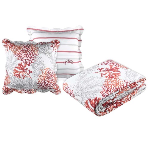 Set couvre lit boutis - , corail