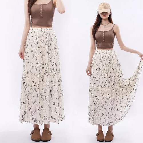 Jupe longue beige - jupe,