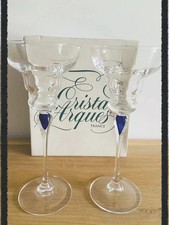 Lot 2 large walking glasses 19cm Venice Crystal Sapphire of Arques VF