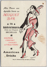 Muguet Bar Brussels Belgium Galerie du Commerce Man Woman Dancing Advert Card L2
