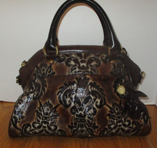 Brahmin LOUISE ROSE Limited Edition Espresso Fresco Damask Satchel Bag
