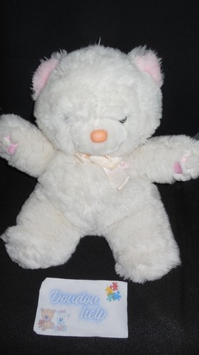 Doudou peluche ours blanc - doudou,