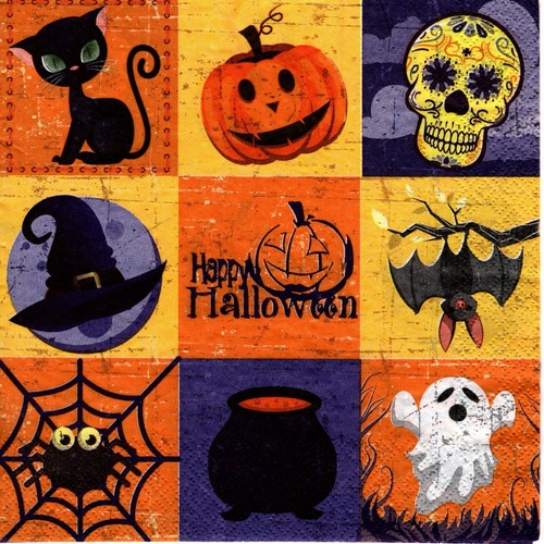 Serviettes papier halloween - serviettes, en