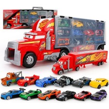 Jouet Cars Pack Camion Transport Mac + 12 Voiture Et Petit Camion Flash Mc Queen