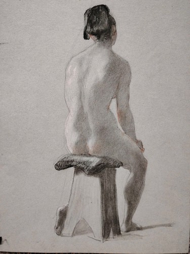 Beau dessin fusain nue - dessin,