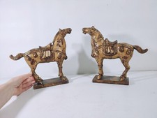 Paire Chevaux Bois Laqué /