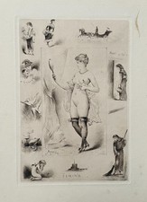 Joseph Apoux, Femina, Gravure ancienne, Fin XIXe