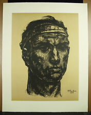 Pierre PAULUS (1881-1959) portrait of miner 1940 print beautiful print 52cm c1980