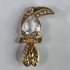 Vintage Swarovski Crystal Toucan Brooch Tropical Bird Pin Signed Swan Logo