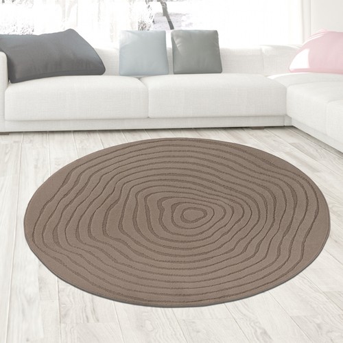 Tapis design rond - brun, vagues