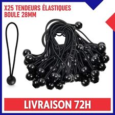 x25 Tendeur Élastique à Boule Noir Fixation pour Bâche Remorque Tente Camping