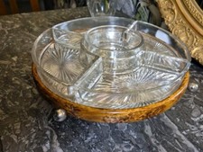 Serviteur Tournant Sur Pied Plateau Apéritif/5 Ramequins + Miroir/SIGNÉ SV/ 1930