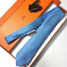 Cravate HERMES bleue motif H
