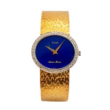 Vintage Piaget 24MM 9805 B 68 18K Gold Diamond Neiman Marcus Lapis Dial Watch