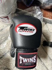 Twins Gants De Boxe Anglaise Thailandaise Neuf Cuir Authentique Couleur Noir