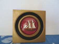 Sailboat Marine Diorama in its Gilded Wood Frame Signed