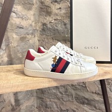 Gucci White Leather Embroidered Ace Low-top Sneakers  -  36 IT - 6 US