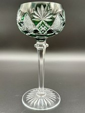 Val Saint Lambert Berncastel Cut To Clear Crystal Wine Hock Dark Green Signed