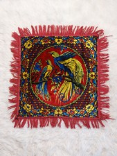 Vintage Lebanon Liban Tapis Wall Hangings Velvet Pictorial Panel Rug 23.5"x22.5"