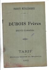 1912. Catalog. Prix. Dubois Frères. Brive. Godin. stoves. Heating. Stove