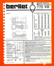 BERLIET / 770 KB / CARRIER or TRACTOR / TECHNICAL SHEET 1974
