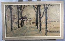 Oil Snowy Landscape Impressionist Russian School? Signed KLUGE