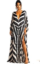 Zebra Print Silk Kaftan -