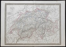 1848 - Suisse - Carte ancienne véritable de la république helvétique