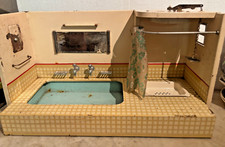 ANCIENNE SALLE DE BAIN BAIGNOIRE  DOUCHE EN TOLE AVEC RESERVOIR D'EAU  JOUET  