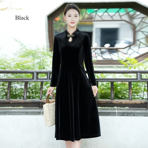 Robe qipao velours luxueux - qipao, en