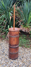 ANCIENNE GRANDE BARATTE A BEURRE EN BOIS