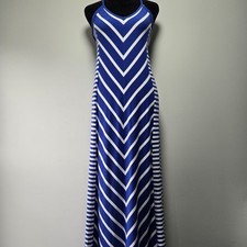 Guess Maxi Dress Medium Women's  Delanie Striped Blue White