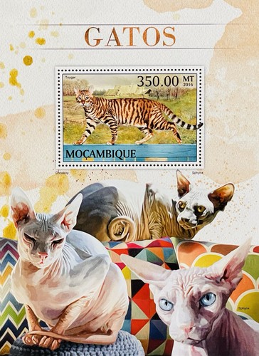 Mozambique cats stamps - stamps, sheet