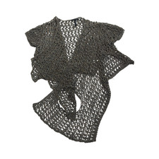 Sarah Pacini Fishnet Open-Knit Asymmetrical Cardigan Sweater Cape