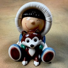 Hallmark Frosty Friends Cookie Treat Jar Container Siberian Husky Dog Retired 7"