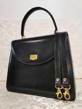 Bally 2‑Way Black Leather Handbag Shoulder Bag – Elegant Flap Design formal