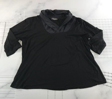 Transparente Top Womens OS Black Long Sleeve Cowl Neck Lightweight Lagenlook