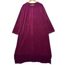 Vermont Country Store Sz XL Robe Housecoat Full Zip Maroon Velour Cottage Granny
