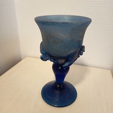 blue and iridescent glass Scavo Seguso Murano glass paste