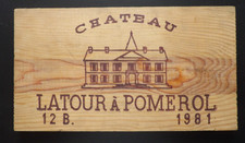 Estampe , façade de caisse vins château Latour à POMEROL 1981 ref 57
